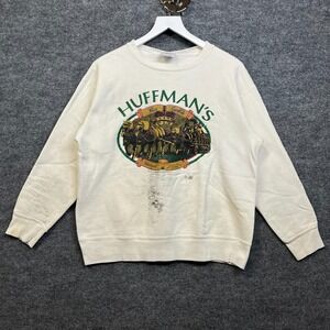 Vintage Delta Huffman's Sweatshirt Mens Cream Fleece Crew Neck USA Made - Large